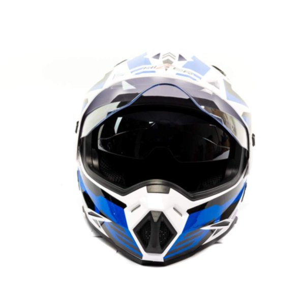 Шлем мото мотард HIZER J6802 #6 (XL) white/blue (2 визора)