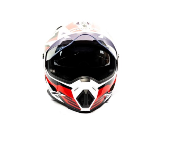 Шлем мото мотард HIZER J6802 #5 (M) white/red (2 визора)