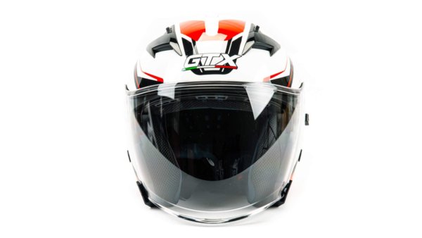 Шлем мото открытый GTX 278 #3 (L) WHITE/RED BLACK (2 визора)