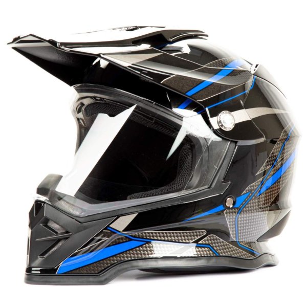 Шлем мото мотард HIZER B6197-1 #6 (M)  black/blue
