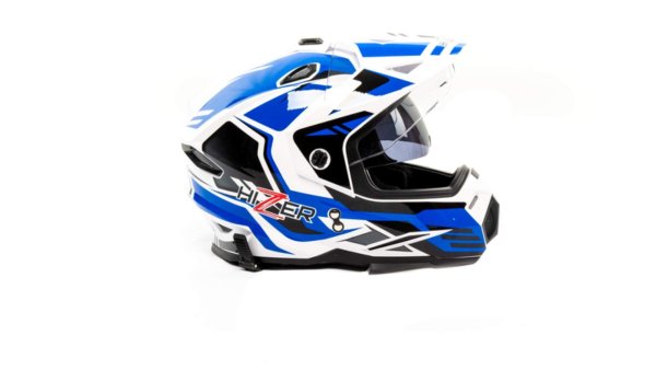 Шлем мото мотард HIZER J6802 #6 (S) white/blue (2 визора)
