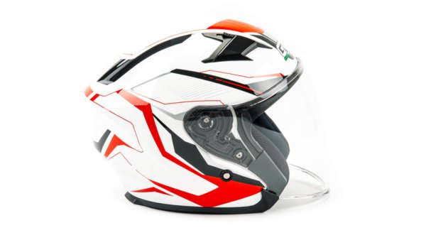 Шлем мото открытый GTX 278 #3 (M) WHITE/RED BLACK (2 визора)