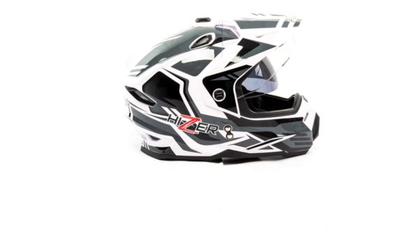 Шлем мото мотард HIZER J6802 #4 (XL) white/gray (2 визора)
