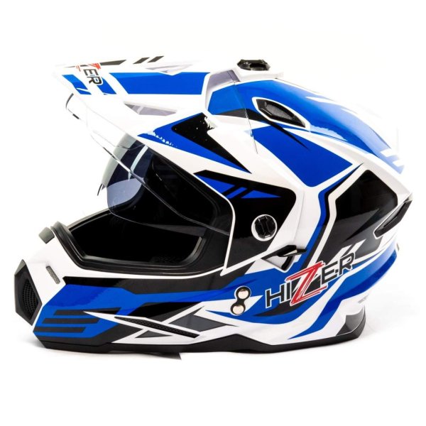 Шлем мото мотард HIZER J6802 #6 (L) white/blue (2 визора)